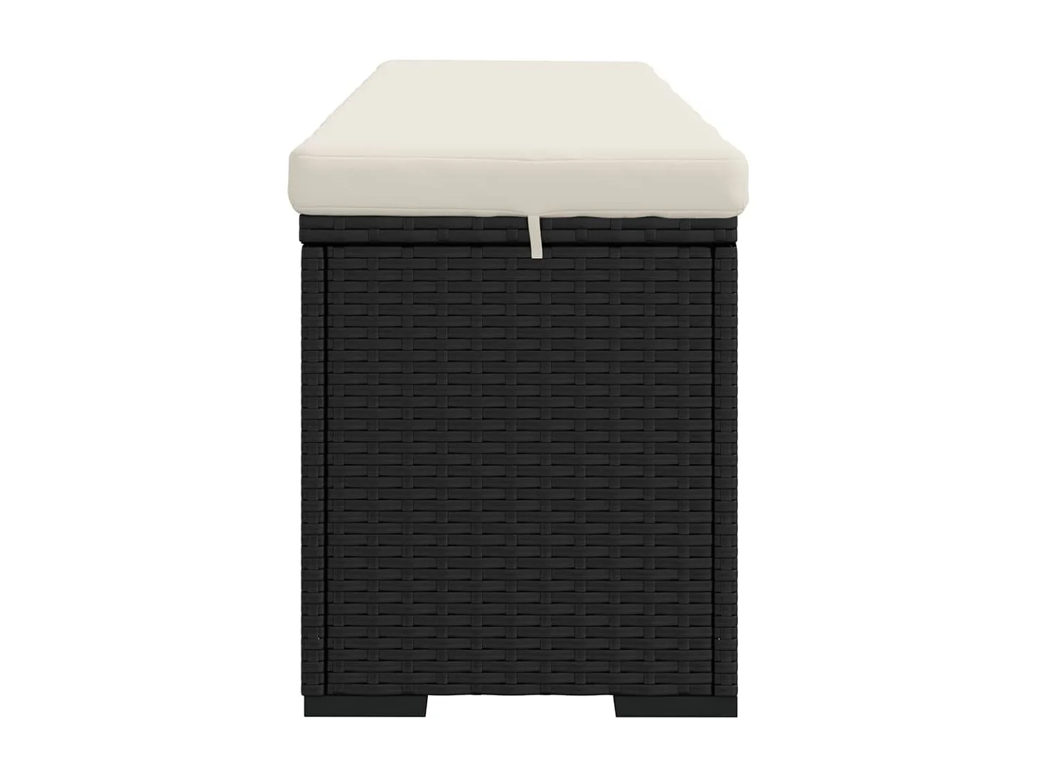 Banc pouf avec coussin noir 110x30x40 cm résine tressée