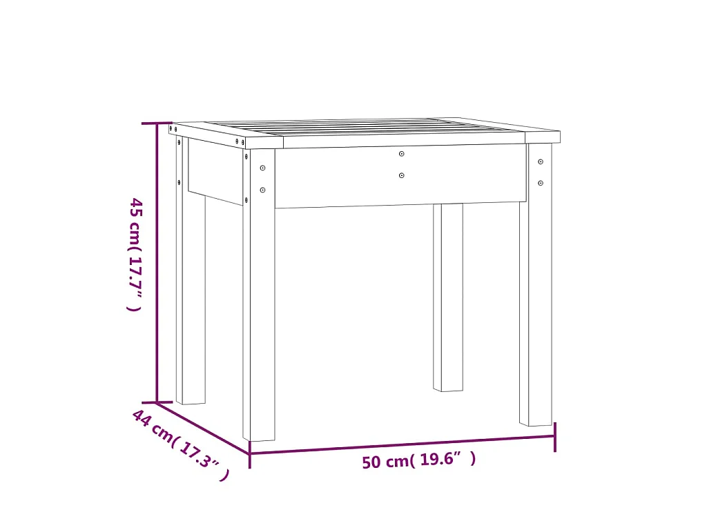 Banc de jardin blanc 50x44x45 cm bois massif de pin