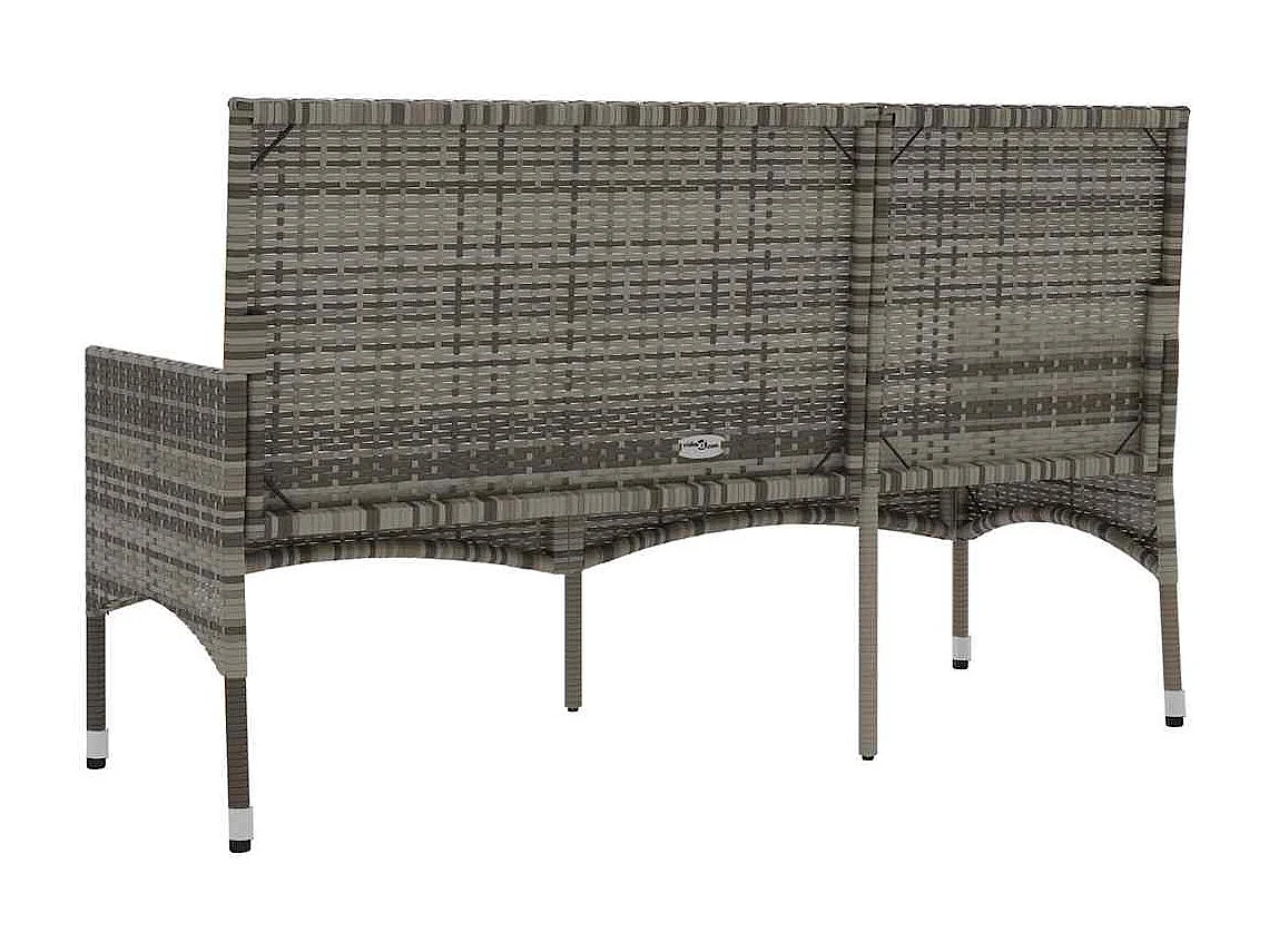 Gartenbank 3-Sitzer mit Kissen Grau Poly Rattan