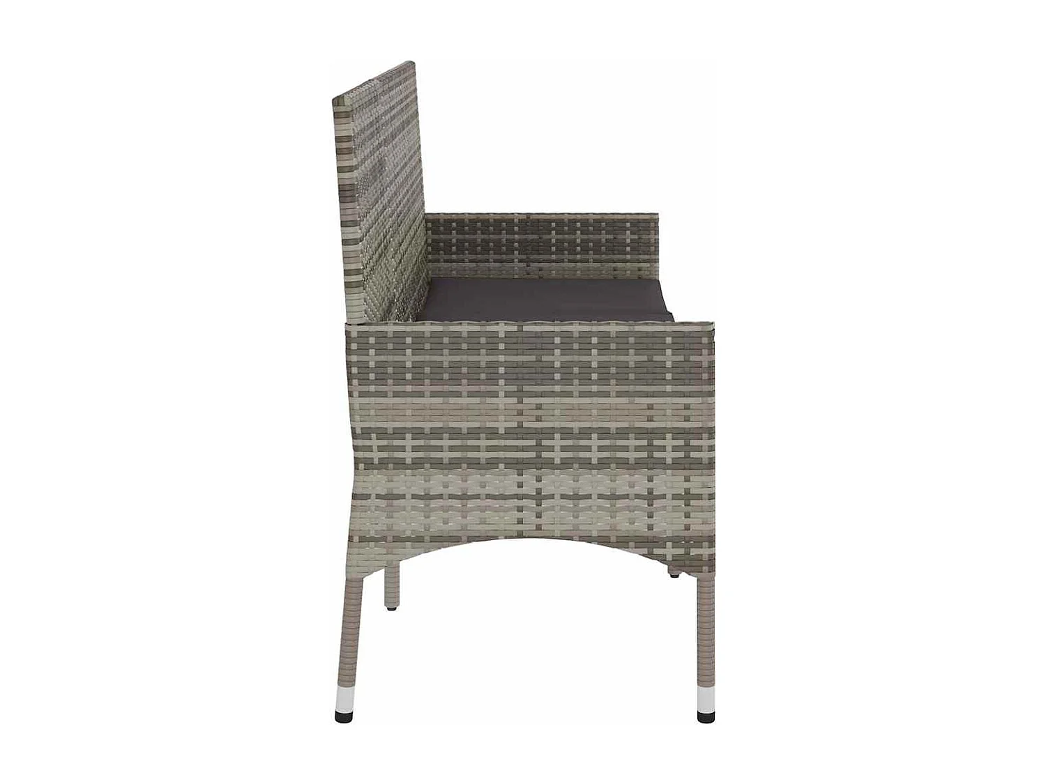 Gartenbank 3-Sitzer mit Kissen Grau Poly Rattan