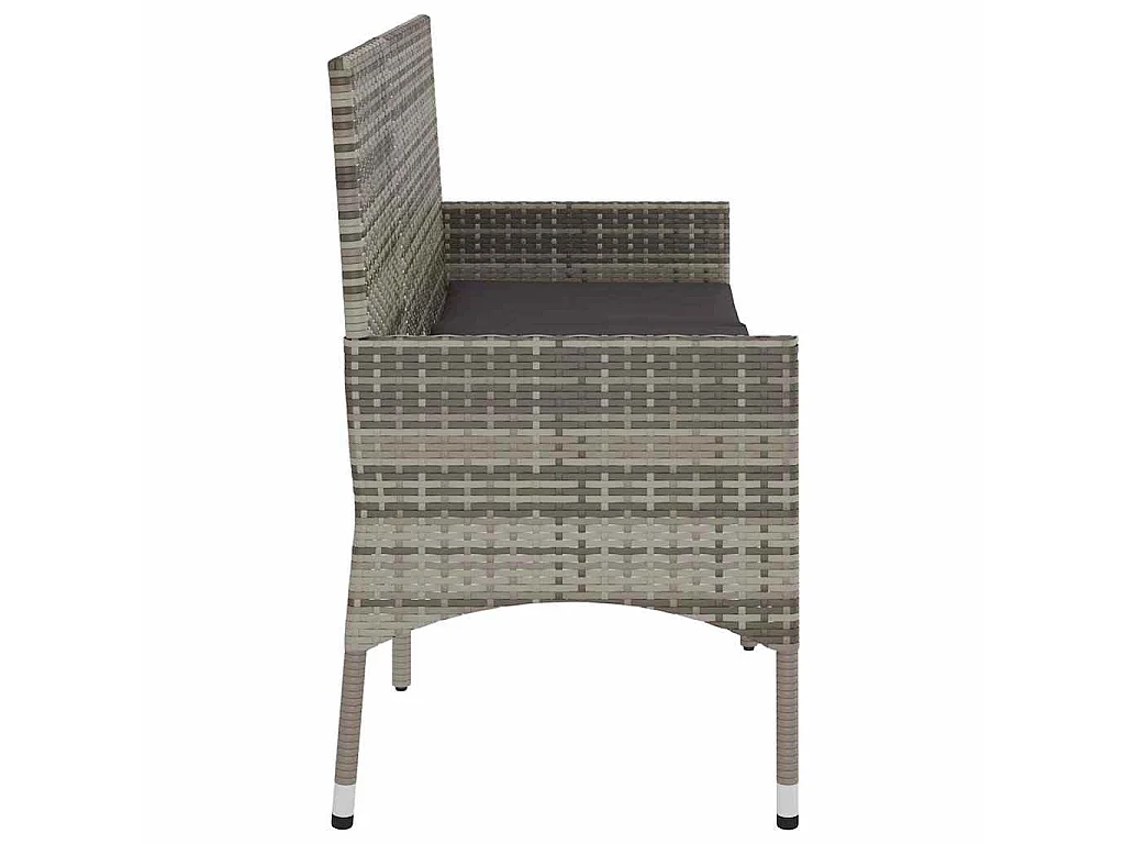 Banc de jardin à 3 places avec coussins Gris Résine tressée
