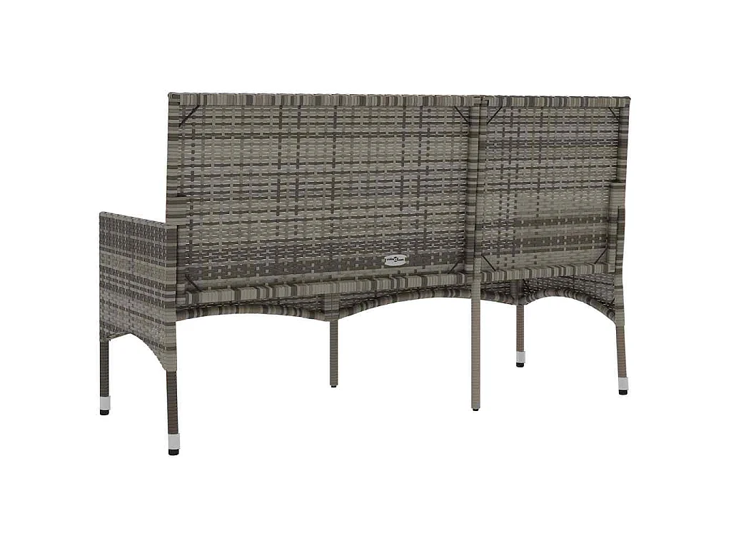 Banc de jardin à 3 places avec coussins Gris Résine tressée