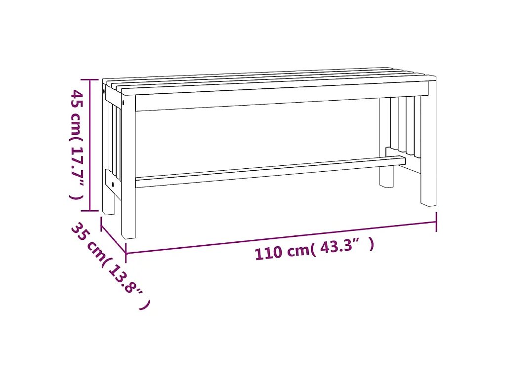 Panca da Giardino 110 cm Legno Massello di Eucalipto