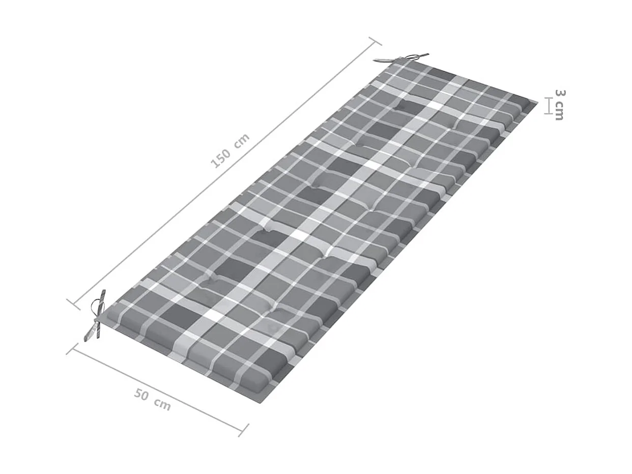 Banc de jardin 3 places avec coussin 150 cm Bois d'eucalyptus