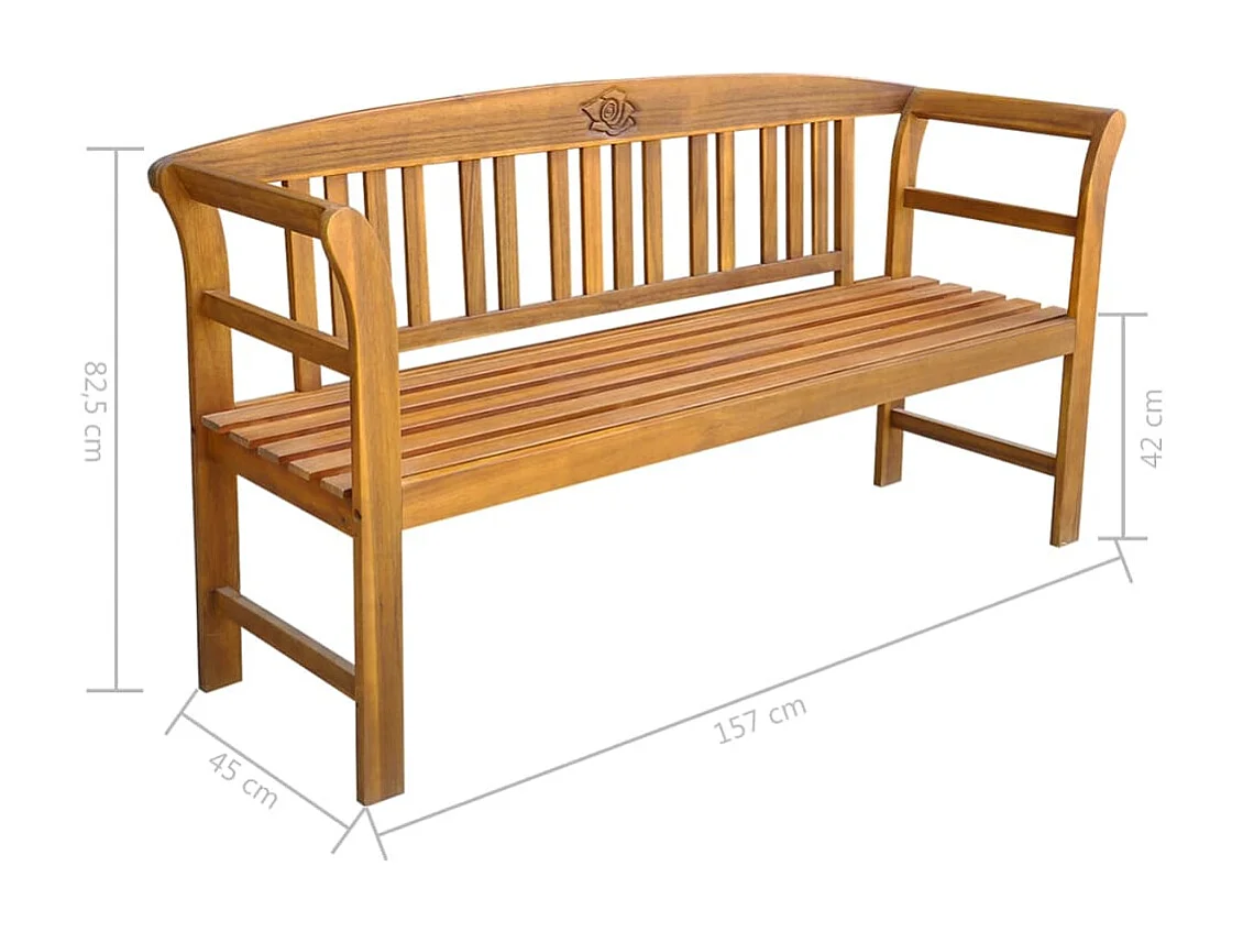 Panca da Giardino con Cuscino 157 cm in Massello di Acacia