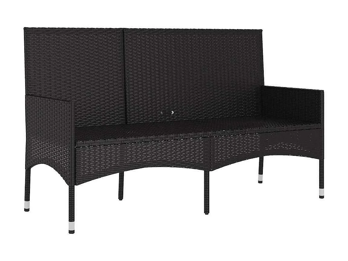 Banc de jardin à 3 places avec coussins Noir Résine tressée