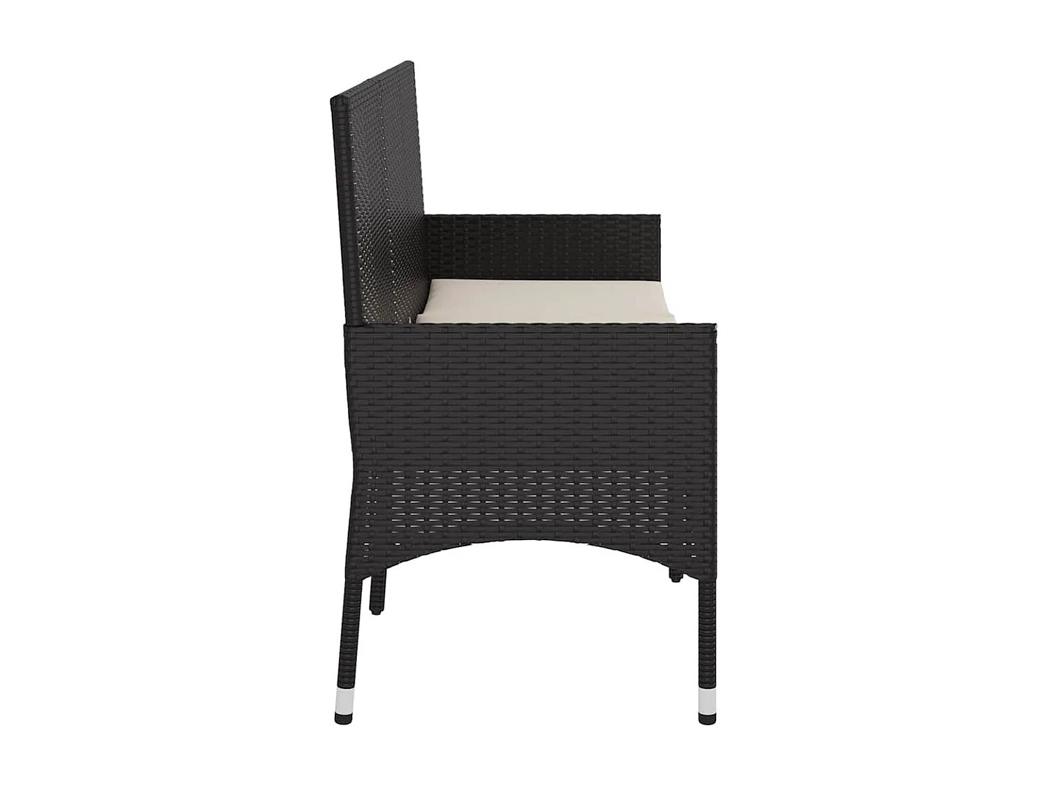 Banc de jardin à 3 places avec coussins Noir Résine tressée