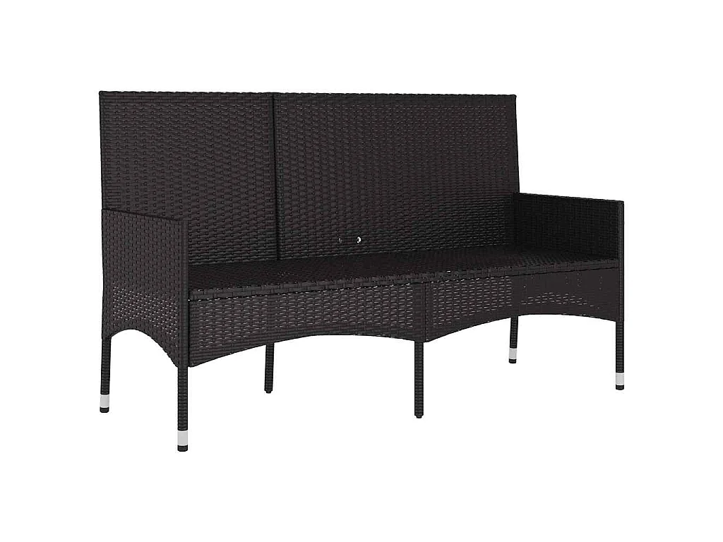 Panca da Giardino a 3 Posti con Cuscini in Polyrattan Nero