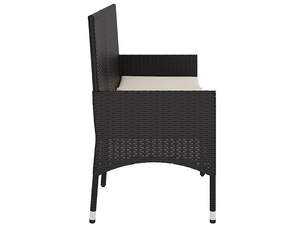 Panca da Giardino a 3 Posti con Cuscini in Polyrattan Nero