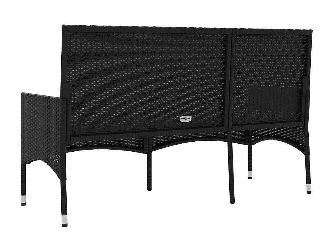Panca da Giardino a 3 Posti con Cuscini in Polyrattan Nero