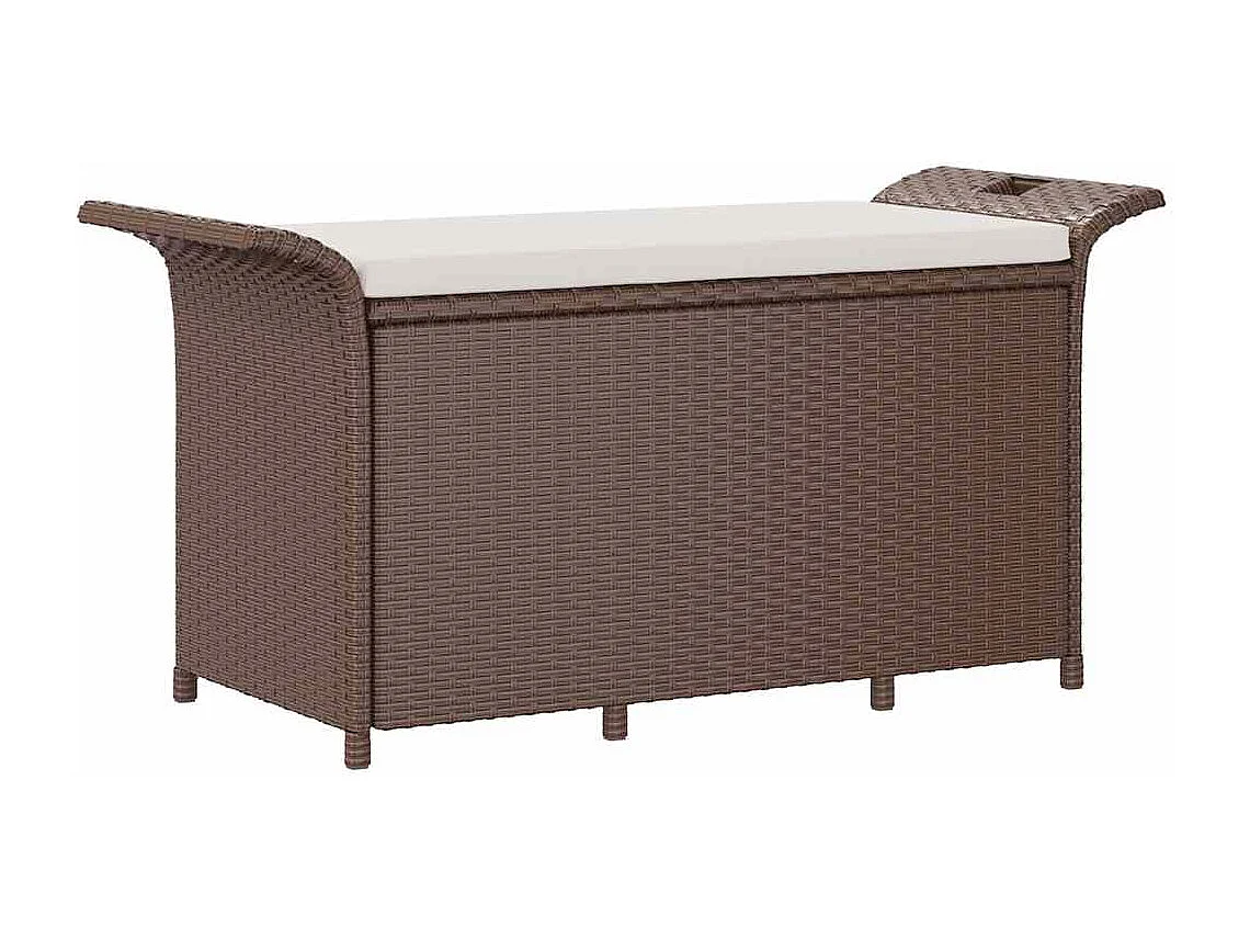 Banc de jardin avec coussin marron 116x46x57 cm résine tressée