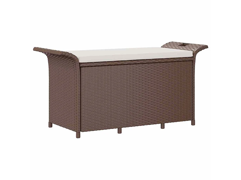 Banc de jardin avec coussin marron 116x46x57 cm résine tressée