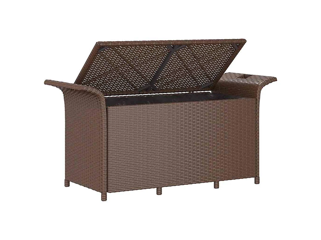 Banc de jardin avec coussin marron 116x46x57 cm résine tressée