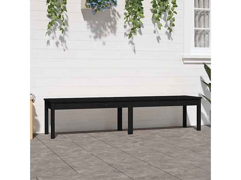 Tuinbank 2-zits 203,5x44x45 cm massief grenenhout zwart