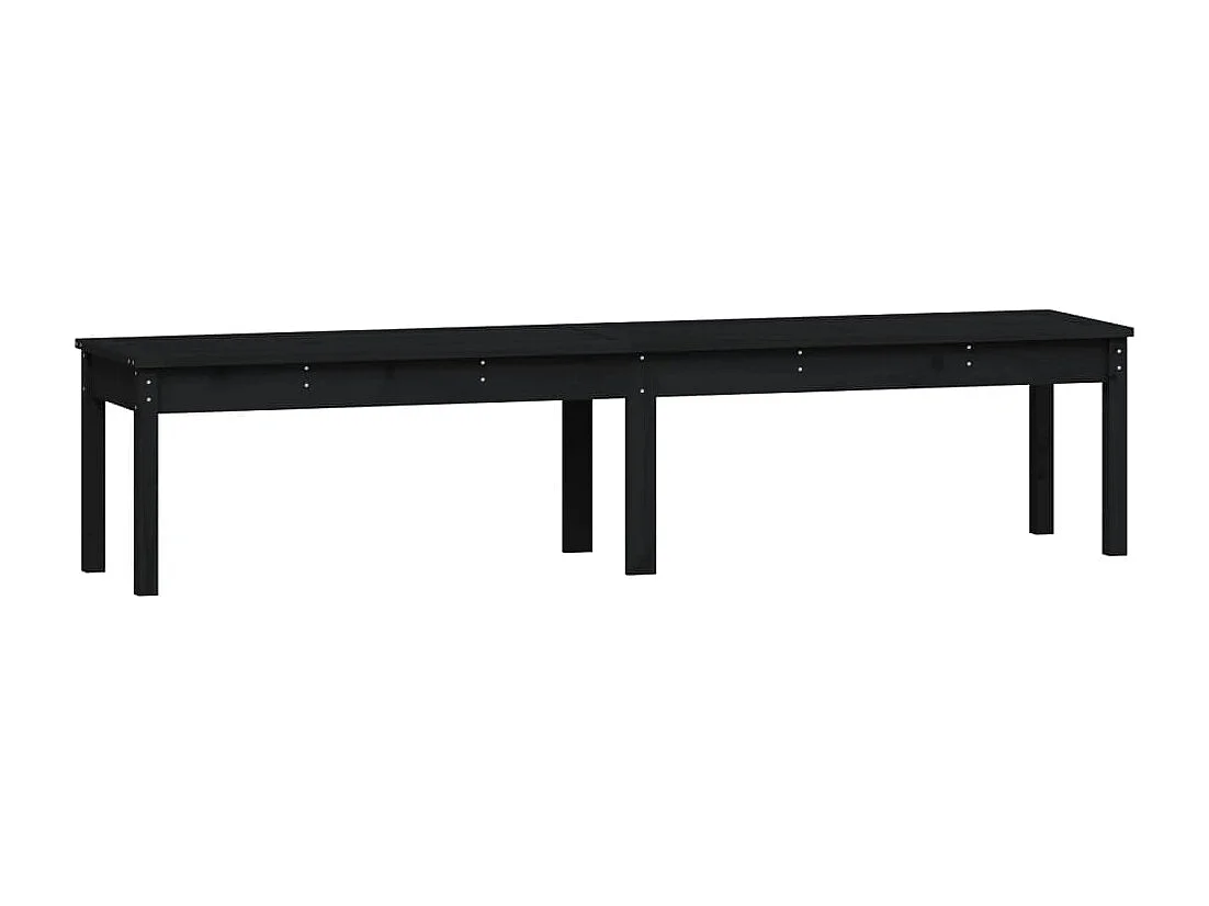Banc de jardin à 2 places noir 203,5x44x45cm bois massif de pin