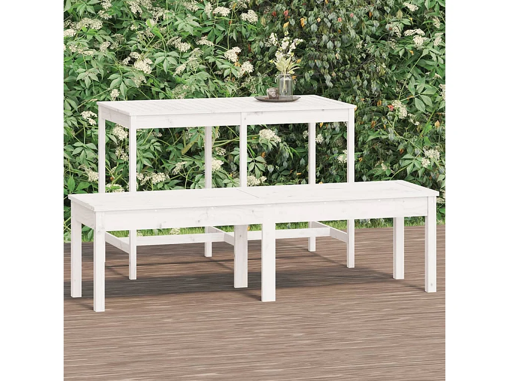 Banco de jardim c/ 2 lugares 159,5x44x45 cm pinho maciço branco