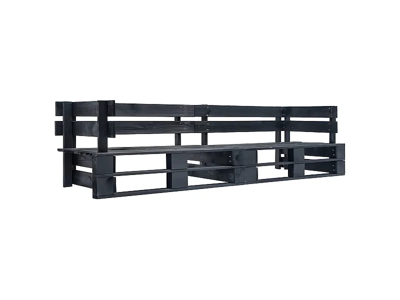Garten-Palettensofa 2-Sitzer Schwarz Holz