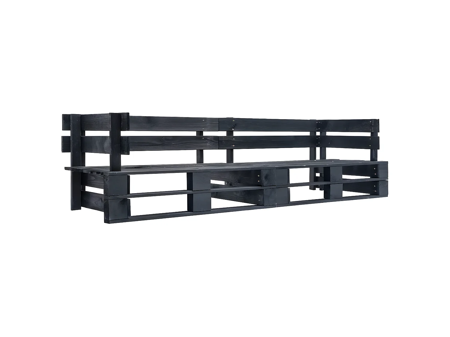 Canapé palette à 2 places de jardin noir bois