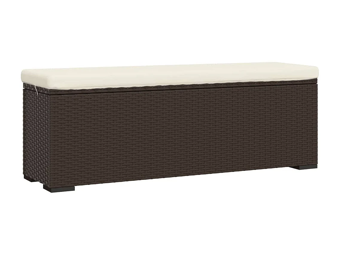 Panca Ottomana con Cuscino Marrone 110x30x40 cm in Polyrattan