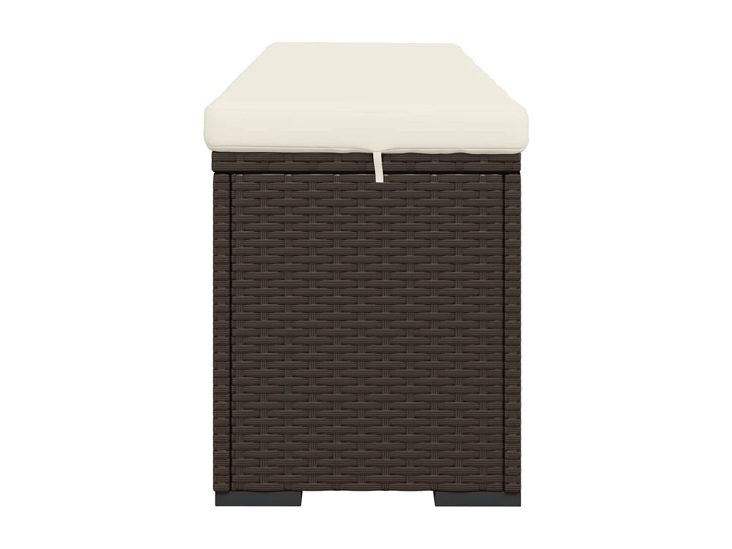 Panca Ottomana con Cuscino Marrone 110x30x40 cm in Polyrattan