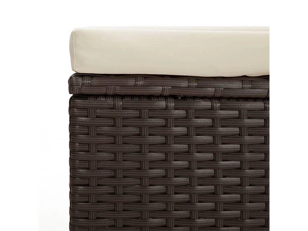 Panca Ottomana con Cuscino Marrone 110x30x40 cm in Polyrattan