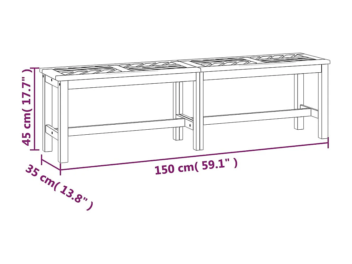 Gartenbank 150 cm Massivholz Akazie