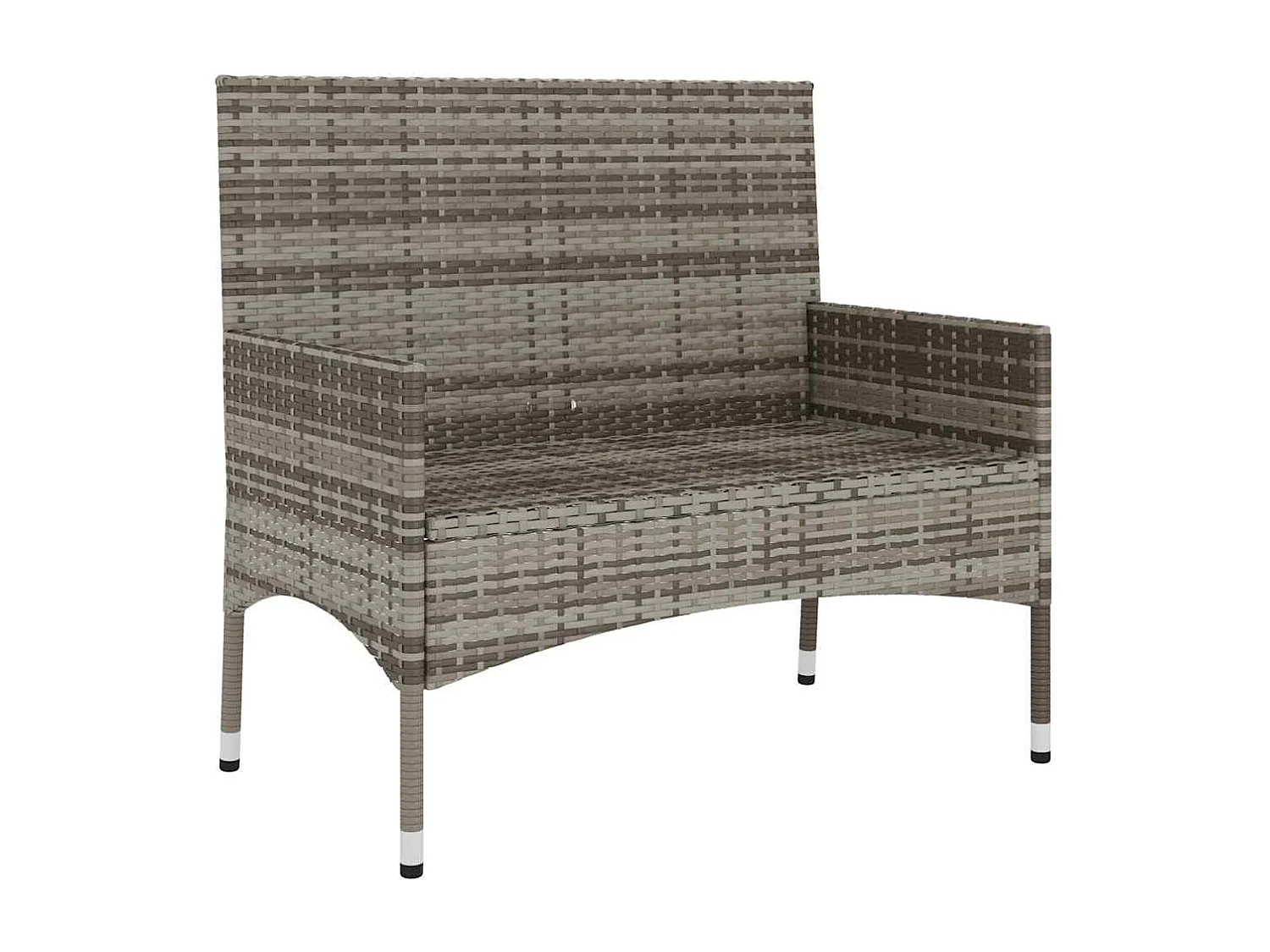 Gartenbank 2-Sitzer mit Kissen Grau Poly Rattan