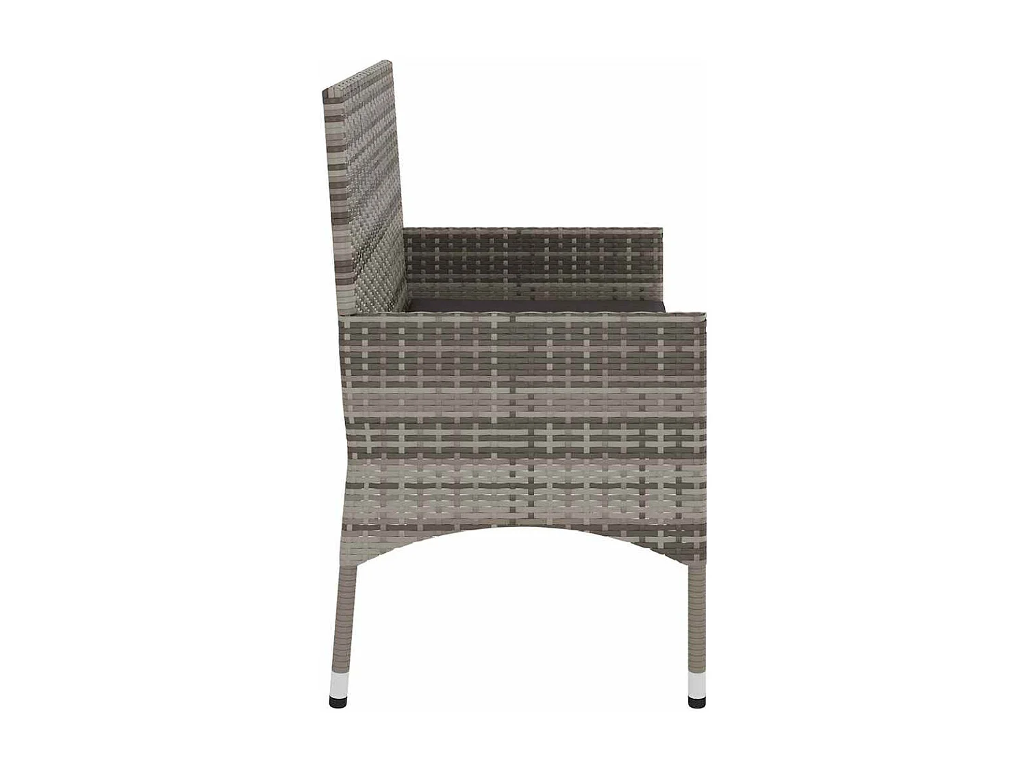 Gartenbank 2-Sitzer mit Kissen Grau Poly Rattan