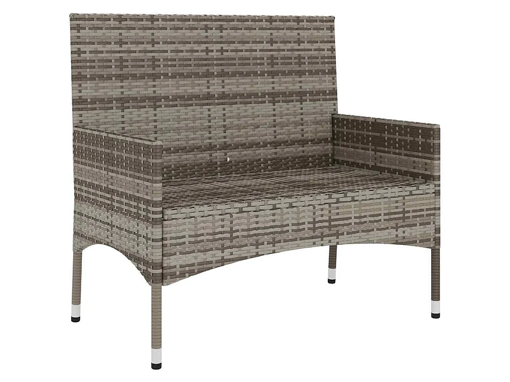 Gartenbank 2-Sitzer mit Kissen Grau Poly Rattan