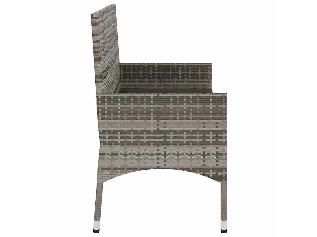 Gartenbank 2-Sitzer mit Kissen Grau Poly Rattan