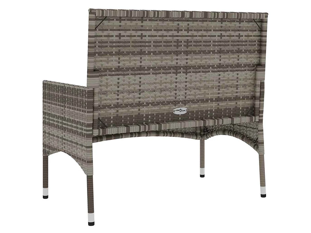 Gartenbank 2-Sitzer mit Kissen Grau Poly Rattan