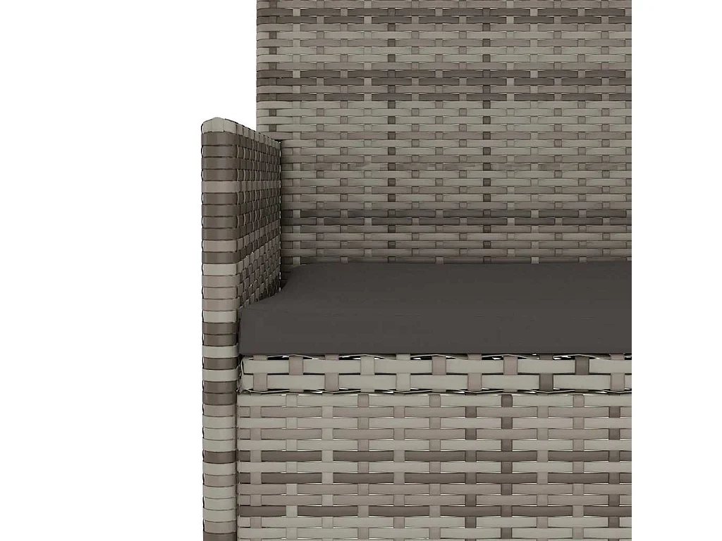 Gartenbank 2-Sitzer mit Kissen Grau Poly Rattan