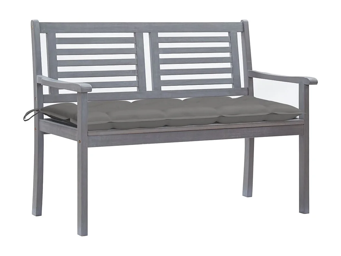 Banco de jardim 2 lugares c/ almofadão 120 cm eucalipto cinza