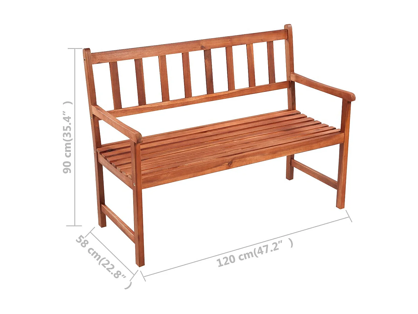 Banc de jardin avec coussin 120 cm Bois d'acacia massif