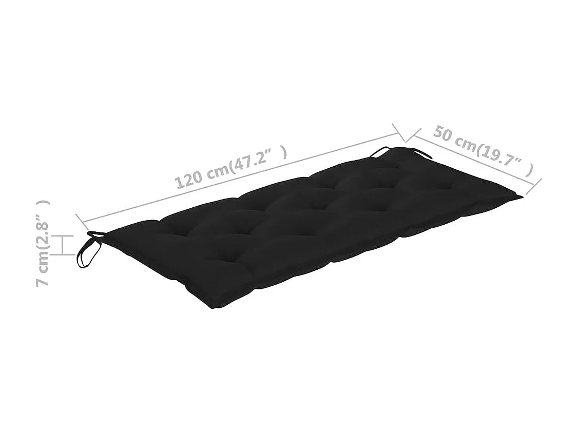 Banc de jardin avec coussin 120 cm Bois d'acacia massif