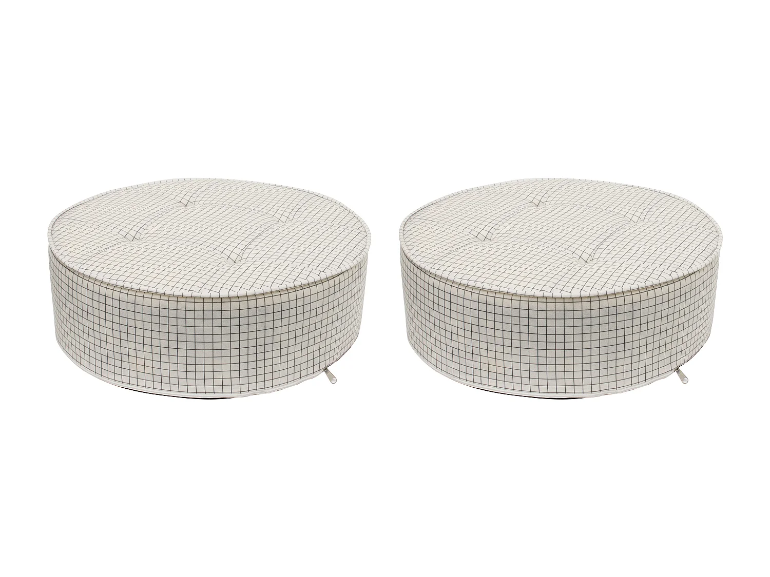 Coussin De Sol Rond Carreaux Diam 50cm - Lot De 2