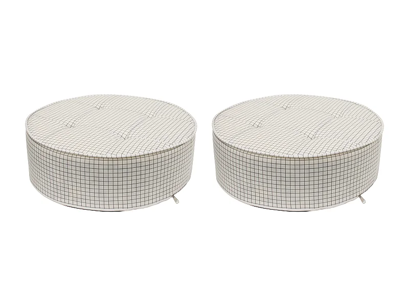 Coussin De Sol Rond Carreaux Diam 50cm - Lot De 2