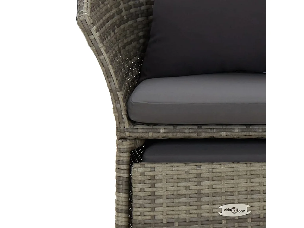 Set di Divani da Giardino 2 pz con Cuscini in Polyrattan Grigio