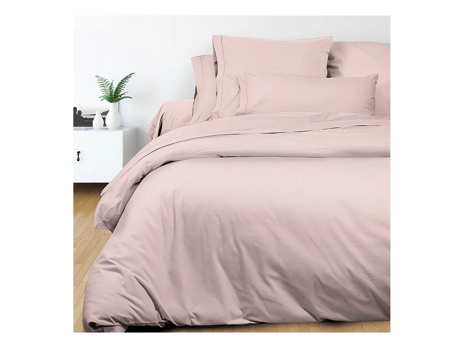 SOLEIL d'OCRE Drap plat Camille - Coton percale - 180 x 290 cm - Rose
