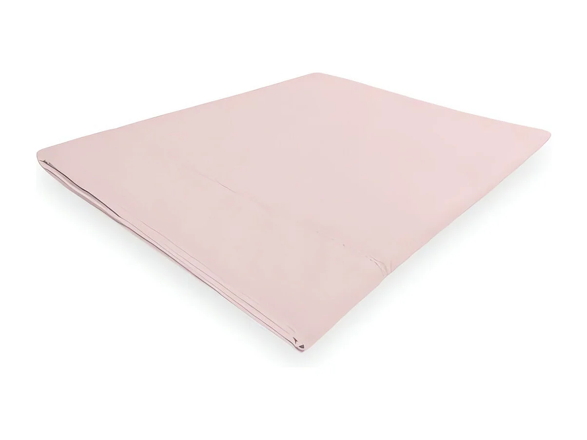 Drap plat en coton percale 180x290 cm CAMILLE rose, par songe de camille
