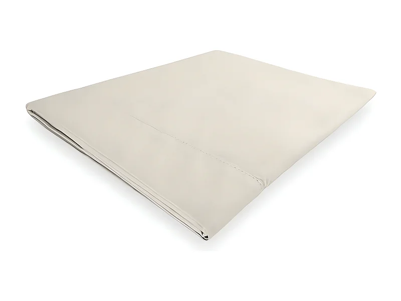 Drap plat en coton percale 180x290 cm CAMILLE ecru, par songe de camille