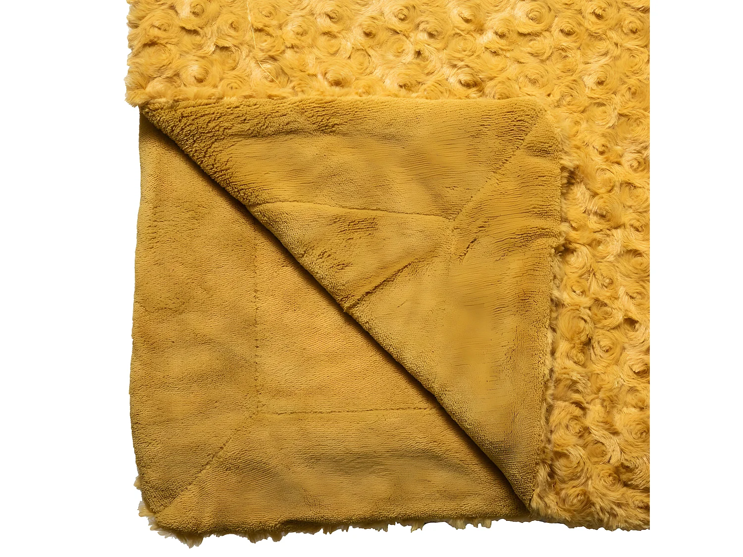 Plaid, couverture en polyester coloris Ocre -  L.  160  x P.  120 x H.  2 cm