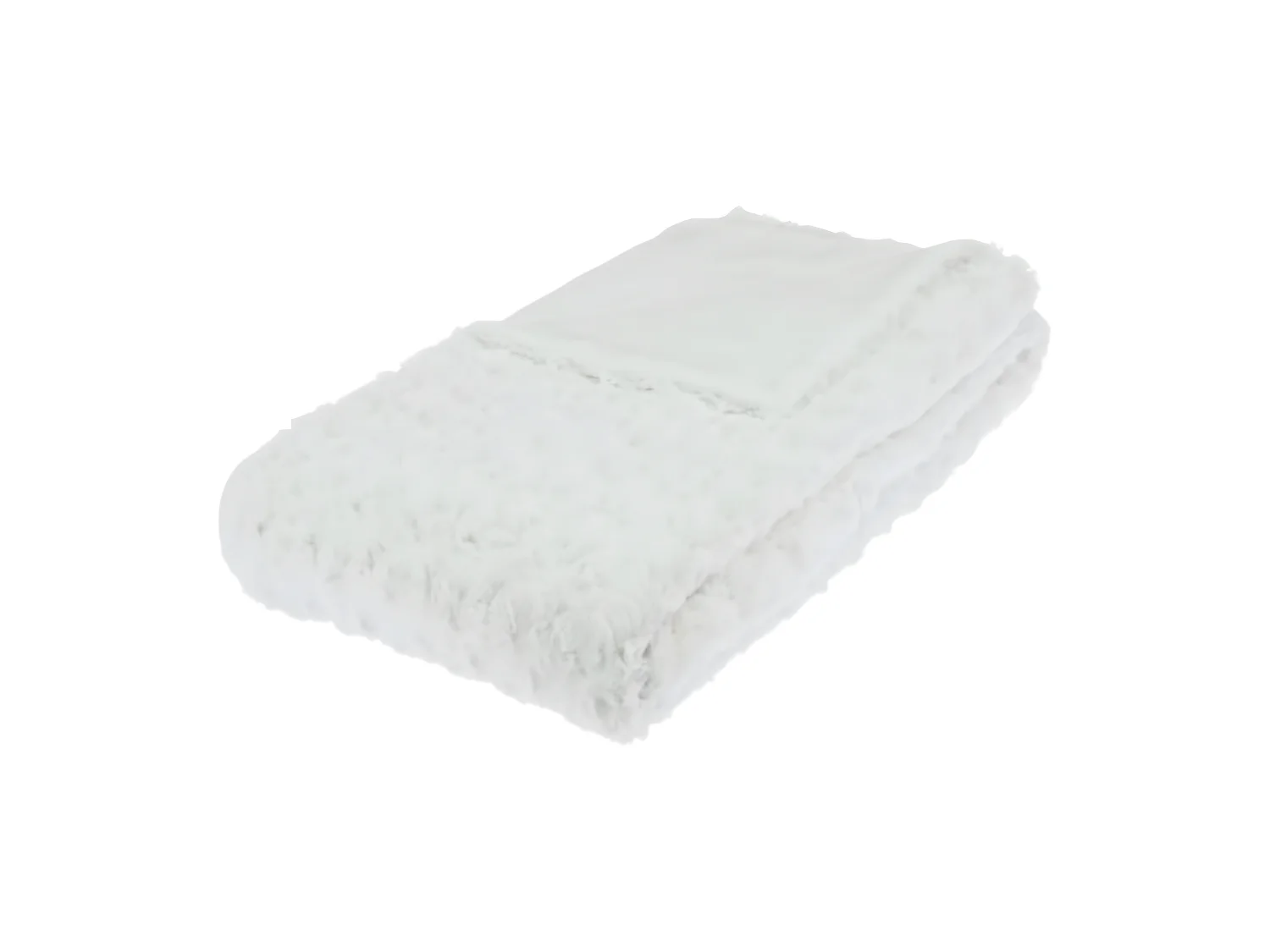Plaid, couverture en polyester coloris blanc -  L. 160 x P. 120 x H.  2 cm