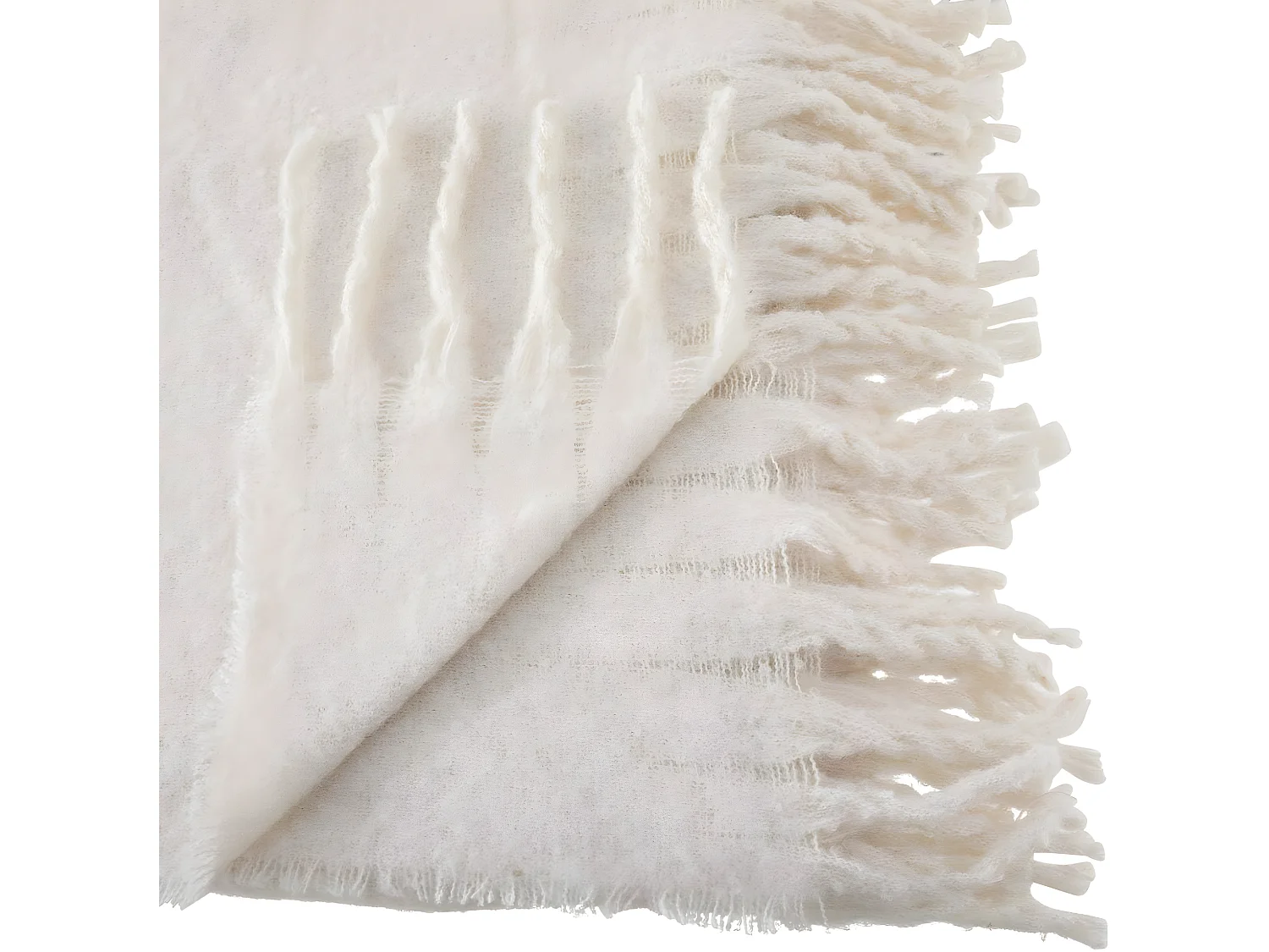 Plaid, couverture en polyester coloris ivoire - L. 180 x P. 130 x H. 0,01 cm