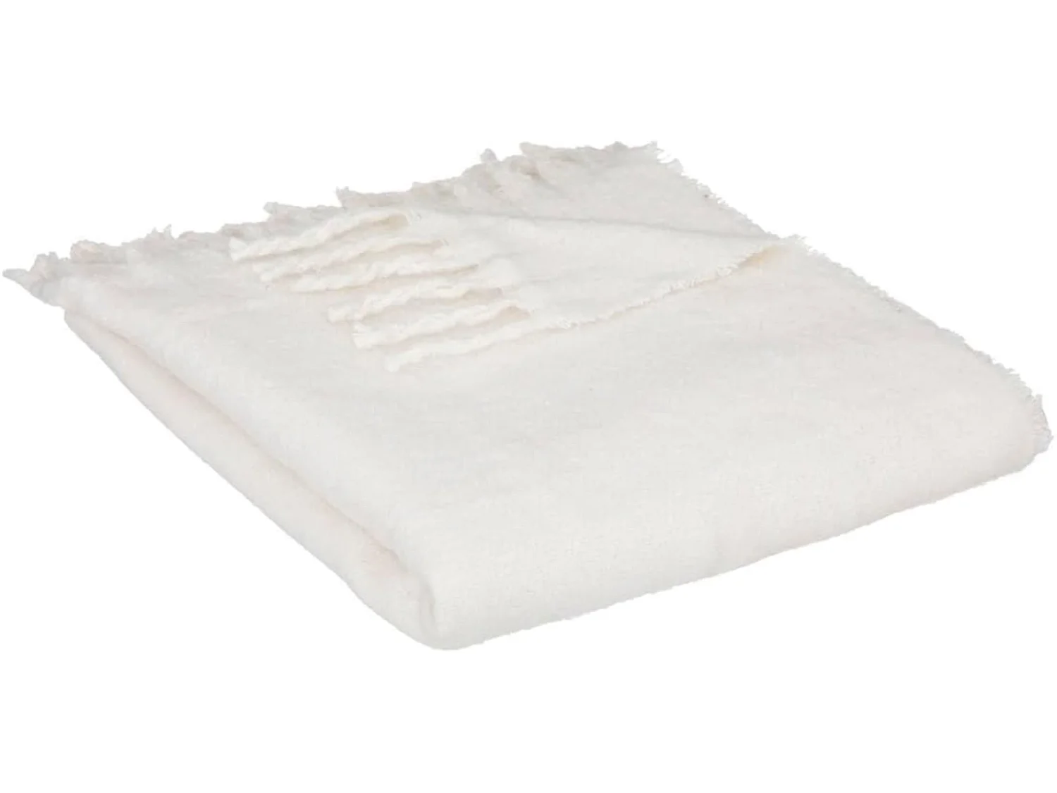 Plaid, couverture en polyester coloris ivoire - L. 180 x P. 130 x H. 0,01 cm