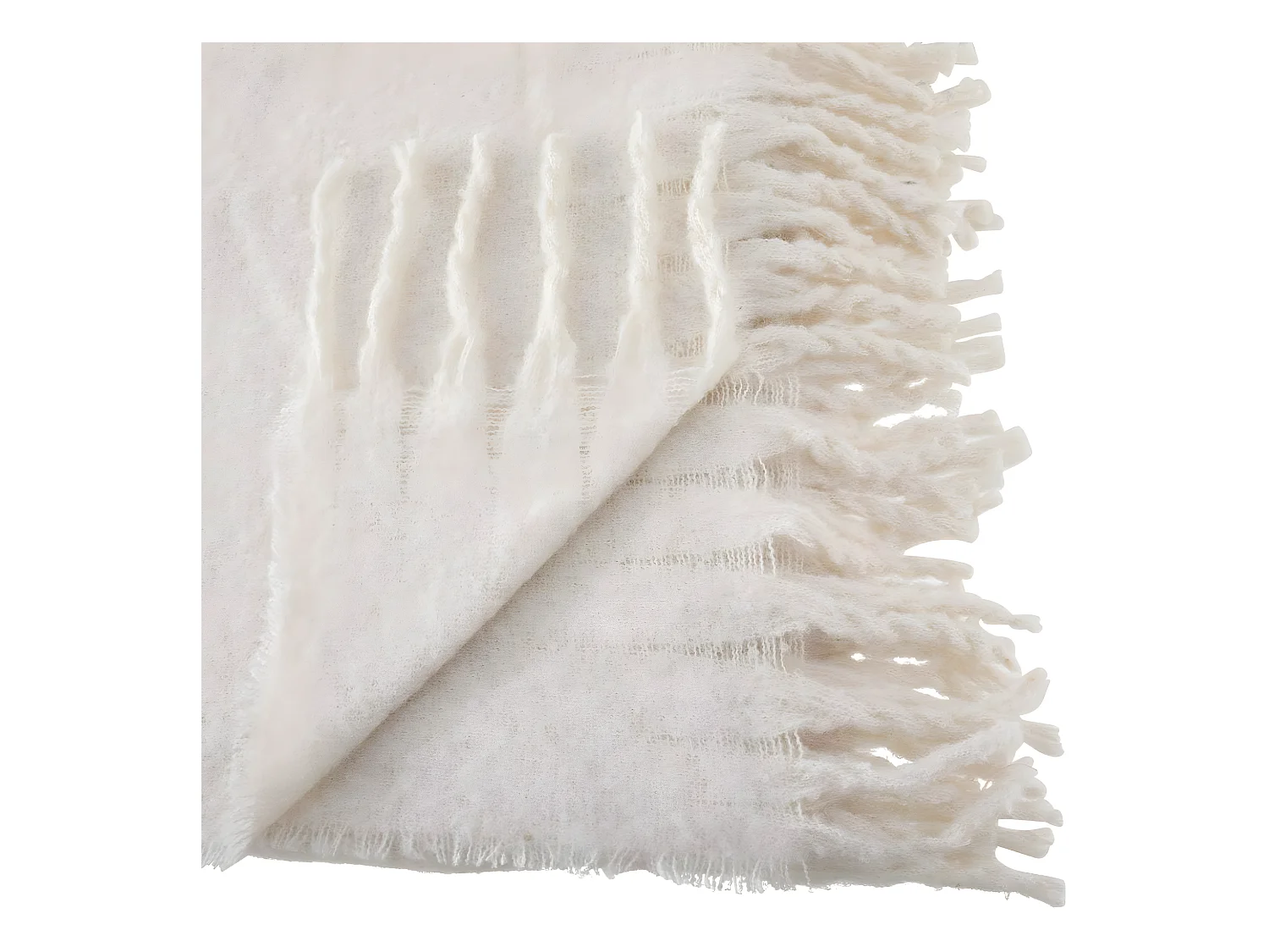 Plaid, couverture en polyester coloris ivoire - L. 180 x P. 130 x H. 0,01 cm