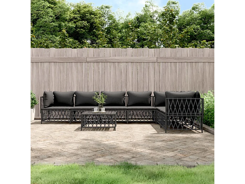 8-delige Loungeset met kussens staal antracietkleurig