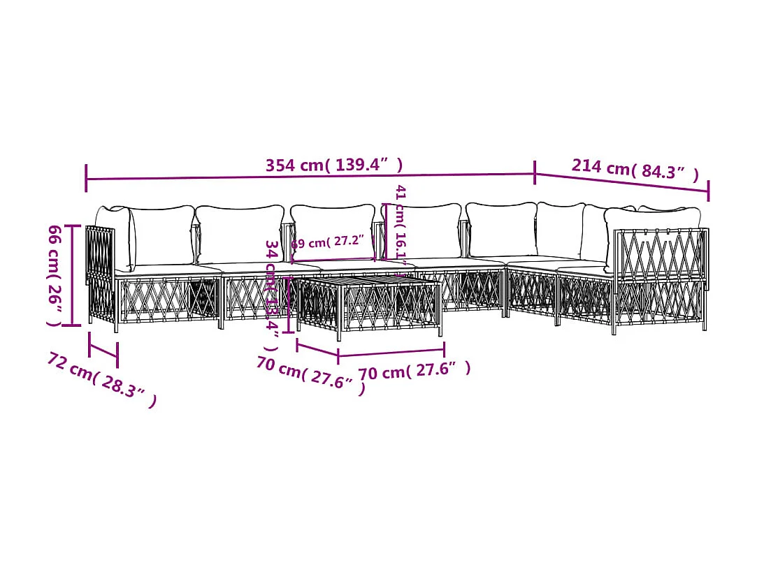 8-delige Loungeset met kussens staal antracietkleurig