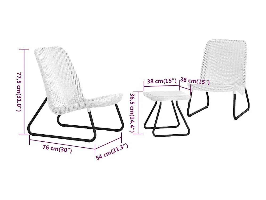 Set Mobili da Patio 3 pz Rio Bianco 218155