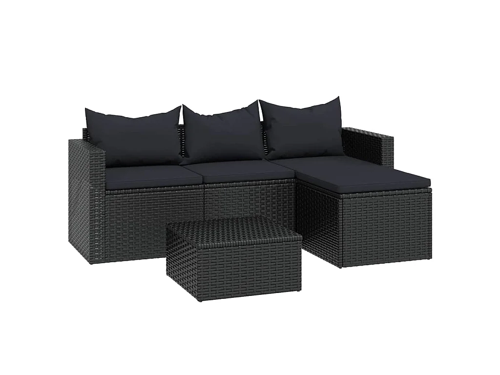 Garten-Lounge-Set Schwarz Poly Rattan